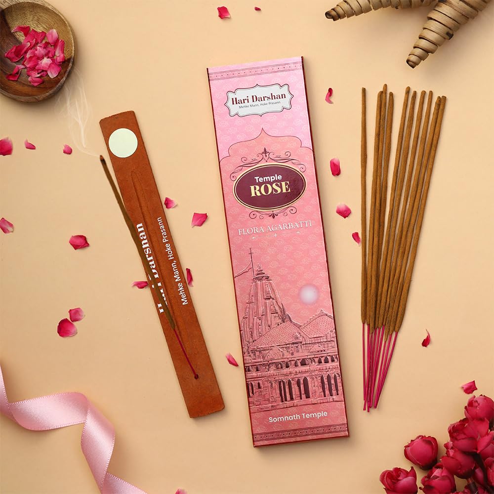 Hari Darshan Temple Premium Flora Combo Agarbatti - Pack of 4-12 Sticks Each | Rose | Sandal Masala Incense Sticks | Long Lasting Fragrance for Daily Pooja, Havan, Meditation and Yoga - Image 5 thumbnail