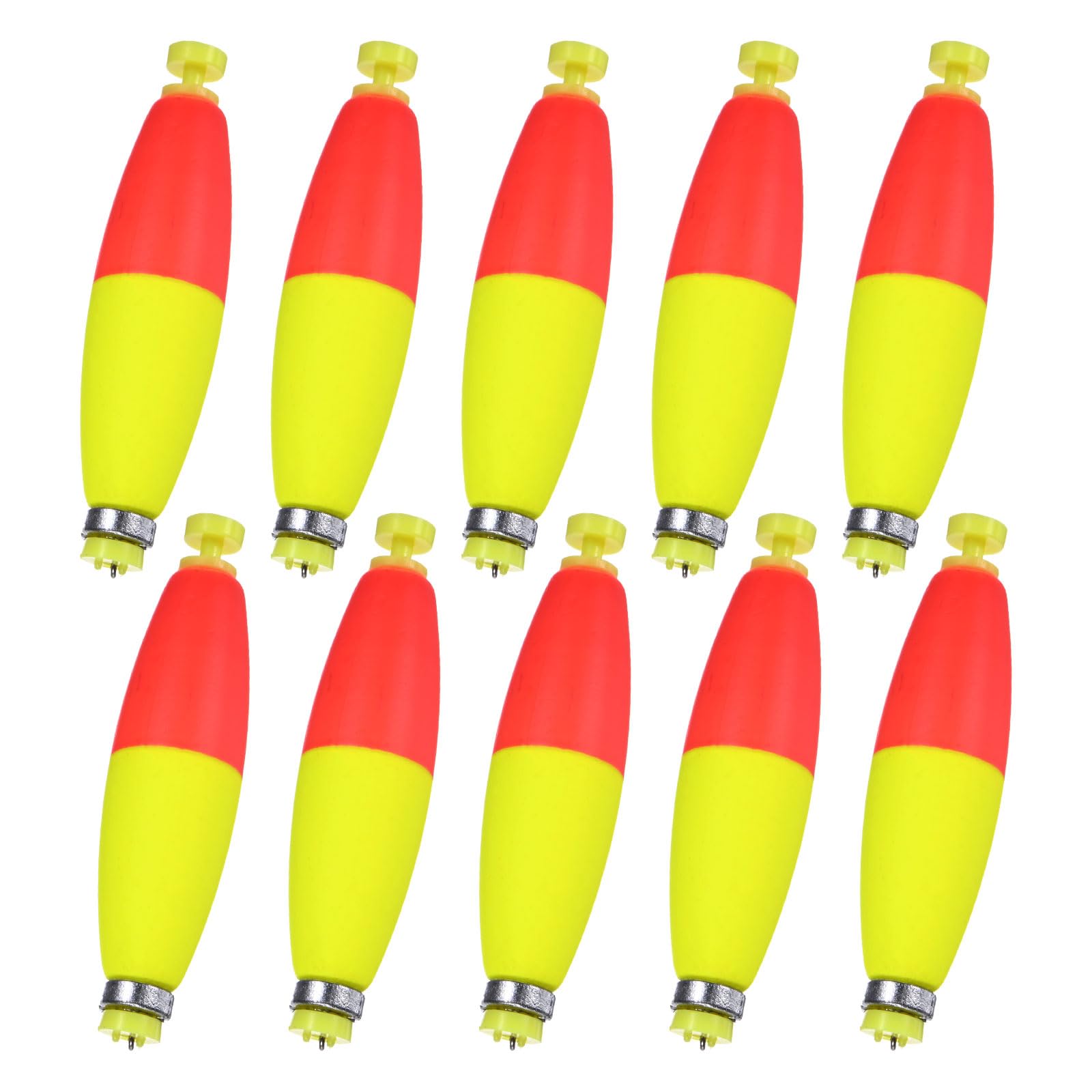 M METERXITY 10-Pack Fishing Bobbers Floats, 77mm EVA Foam Weighted Bobbers for Crappie/Bluegill/Trout Bass/Catfish, Clip-on Floats Slip Corks Floaters Strong Buoys [Red & Yellow]