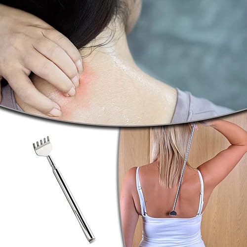Miniatura 7 de Rascador de espalda extensible, 5 piezas de rascador retráctil, herramientas de rascador retráctiles, masajeadores de espalda de acero inoxidable