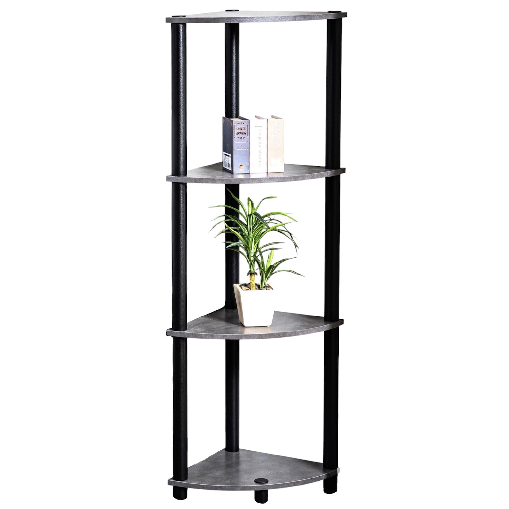 Amazon｜OKUNAI コーナーラック 4段 奥行30cm 三角 棚 (キャスターなし