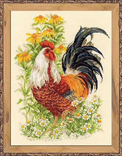 Image of RIOLIS - Rooster 1479, Animals Cross Stitch Kits 11,81 inch x15,75, Cross Stitch Kits for Beginners & Advanced, Crossstitching Kits Adult, Counted Stitching Kits, Embroidery Kit