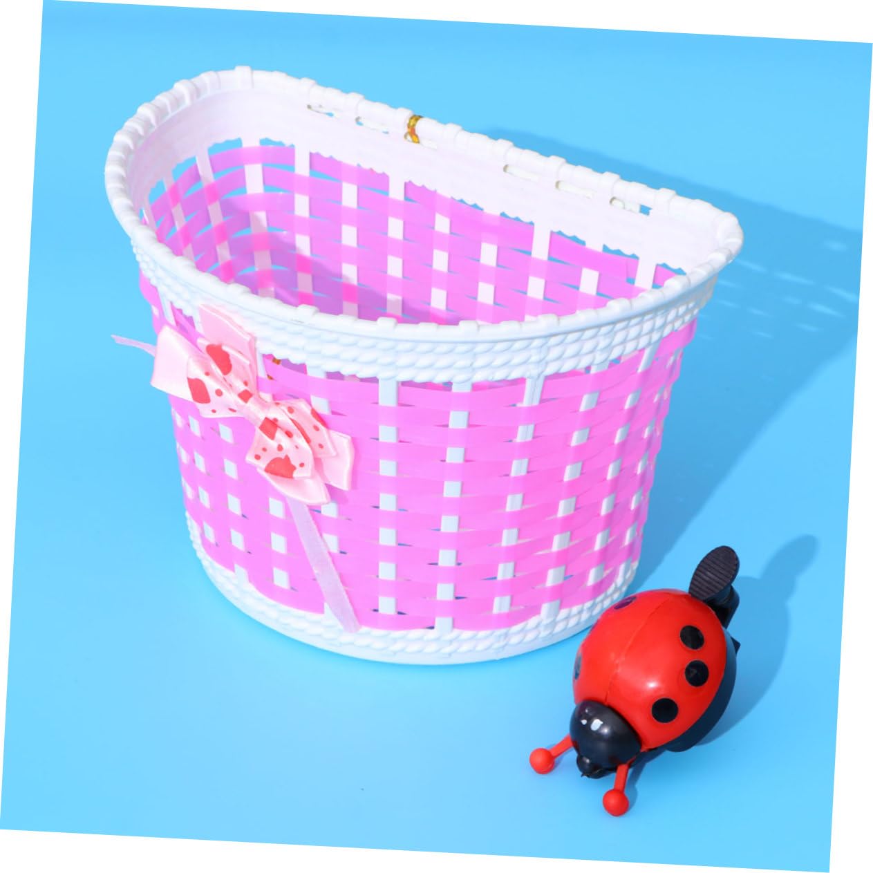 Yardwe Cesta De Almacenamiento para Patinete De Punto Hecha A Mano De 3 Piezas para Niños Y Niñas con Lazo Y Exquisita Cesta para Bicicleta.