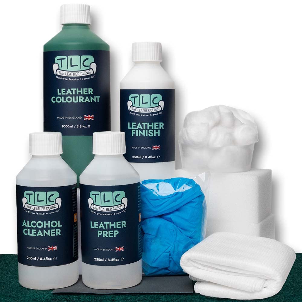 The Leather Clinic Full Leather Recolouring Kit Restore & Change Colour of Furniture, Sofas, Car Seats & More (Black, 500ml)
