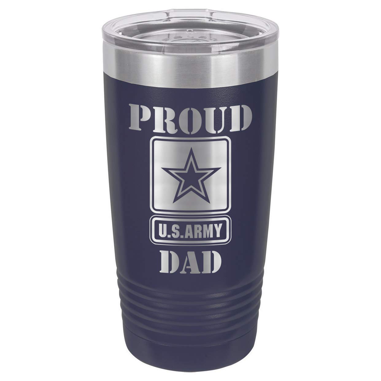 PROUD ARMY DAD NAVY 20 oz Drink Tumbler With Straw Laser Engraved Travel Mug Compare To Yeti Rambler