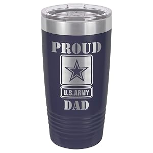 PROUD ARMY DAD NAVY 20 oz Drink Tumbler With Straw Laser Engraved Travel Mug Compare To Yeti Rambler