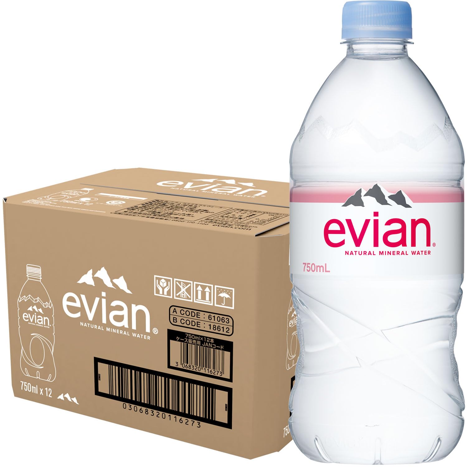 Evian(エビアン) 伊藤園 evian 硬水 ミネラルウォーター ペットボトル 750ml×12本 [正規輸入品]