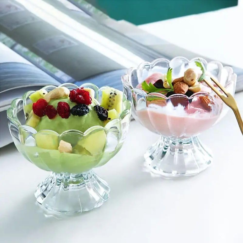 Luxury Harbor - Elegant Glass Ice Cream Bowl Set - Set of 2 - Dessert Bowls - Classic Design - Perfect for Sundaes, Parfaits, and More.