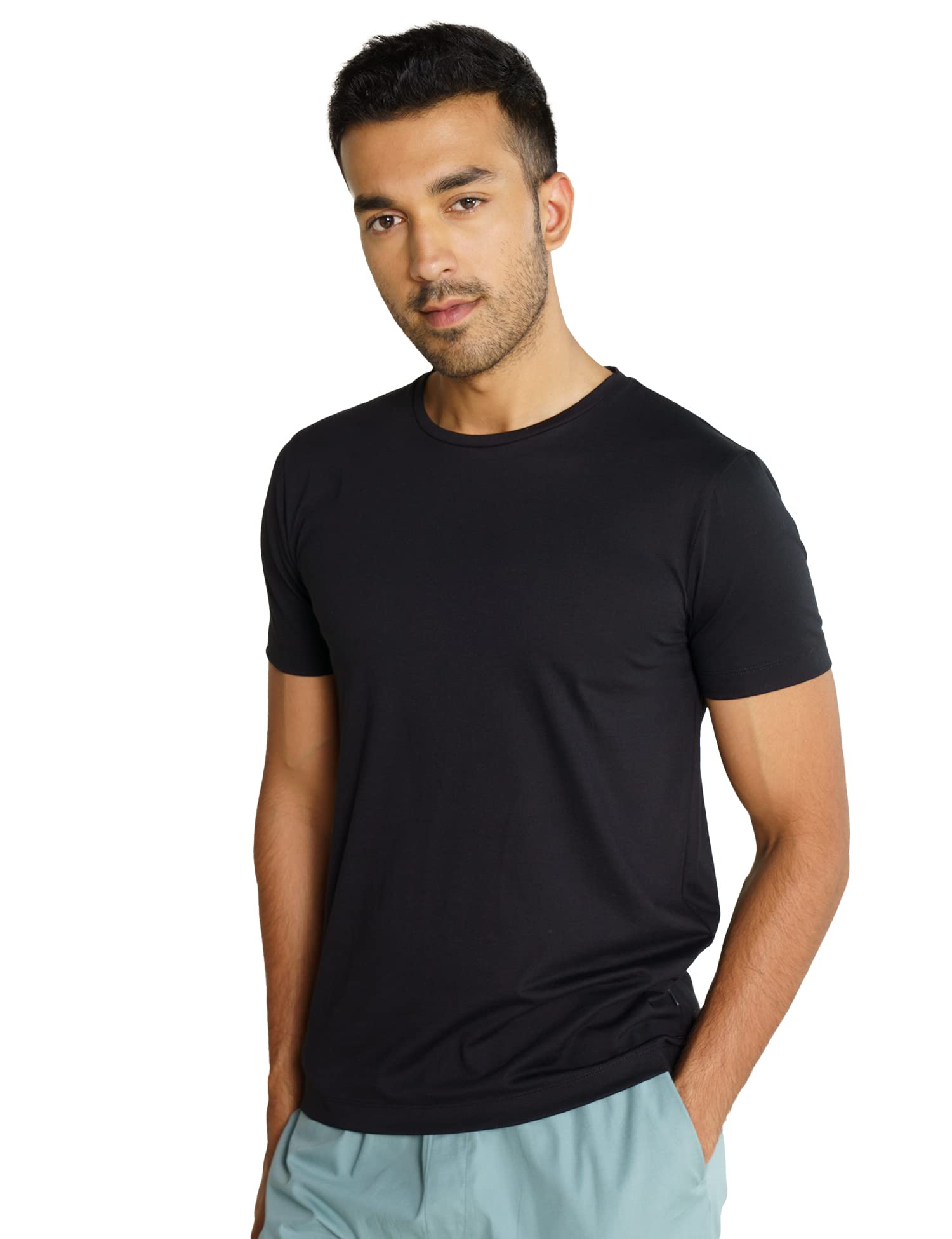 damensch Fluid Elemental Tshirt for Man, Smart Fitting Casual, Premium Cotton Stretch Tshirts for Men Stylish, Pilling Proof T- Shirt for Men Cotton-Jet Black-L-picture-11