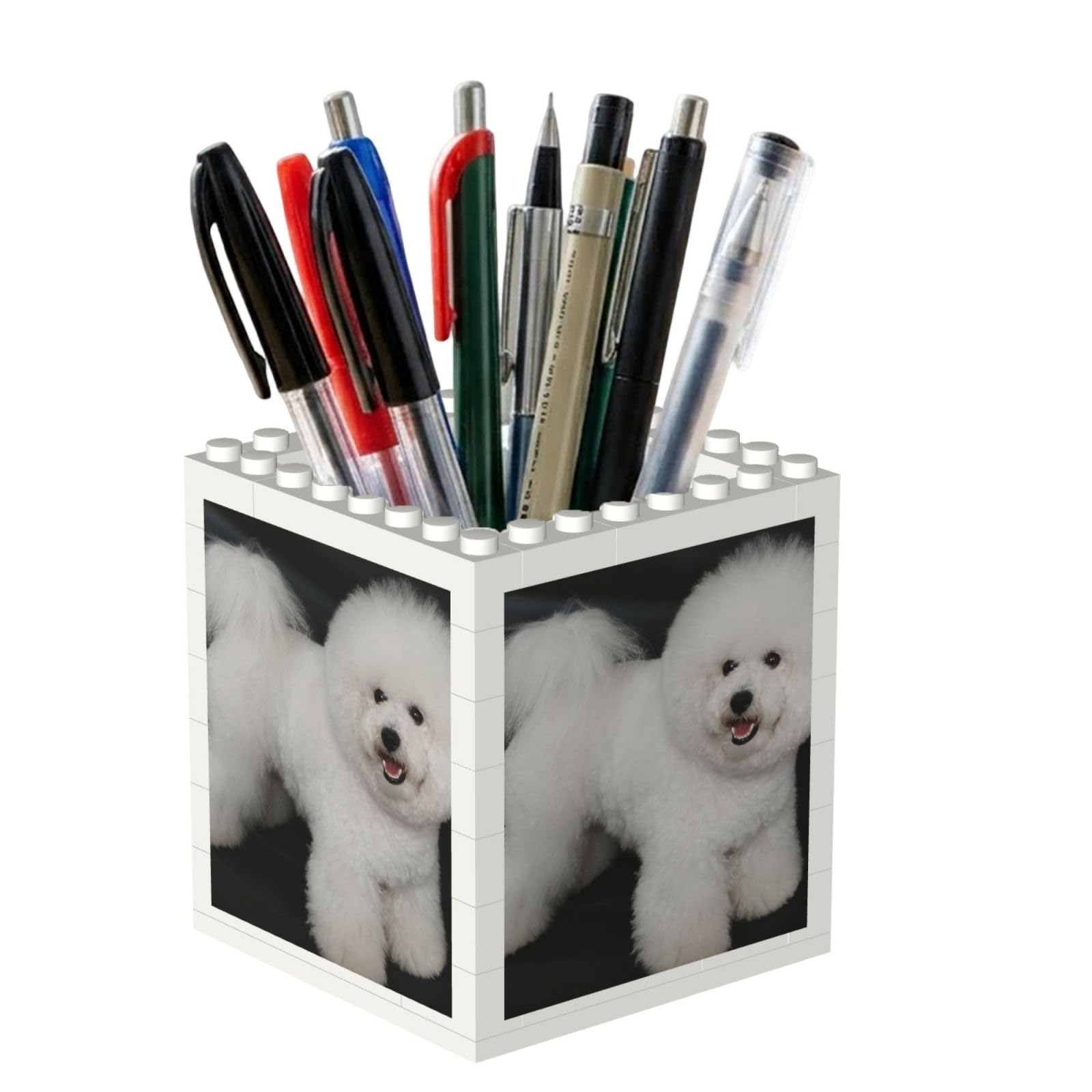 Poadnly Bichon Frise White Dogs Pets Dogs Bichon Frise, Pen Pot Pencil Holder for Office Home School, Compact Desk Organiser for Office Stationery