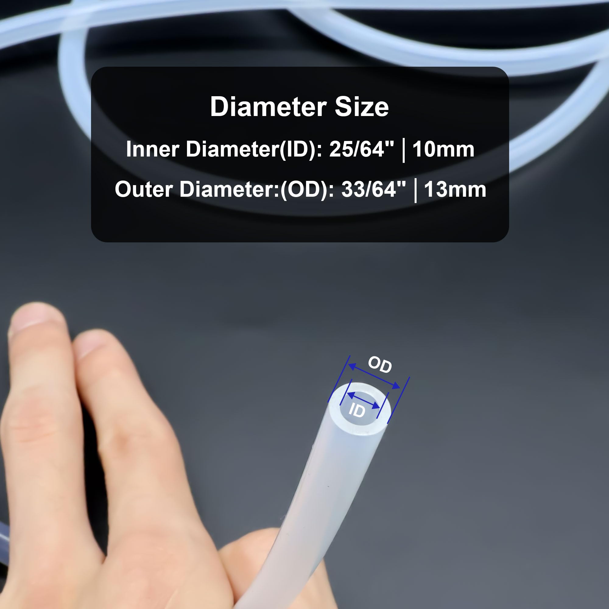 Tubo in silicone 10 mm ID x 13 mm OD - 8 metri, LAVMHAB Tubo flessibile in silicone per uso alimentare Tubi flessibili per aria per trasferimento della pompa