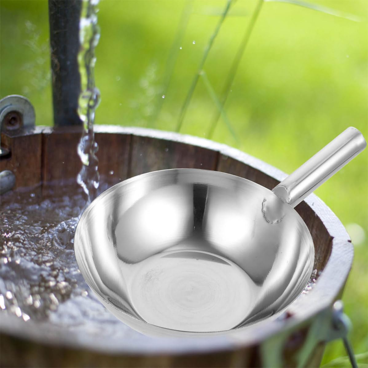 PartyKindom Louche Cuisine Longue Poignée en Acier Inoxydable Épais, Louche à Eau Multifonctionnelle pour Usage Domestique et Jardinage, Ustensile Portable et Solide