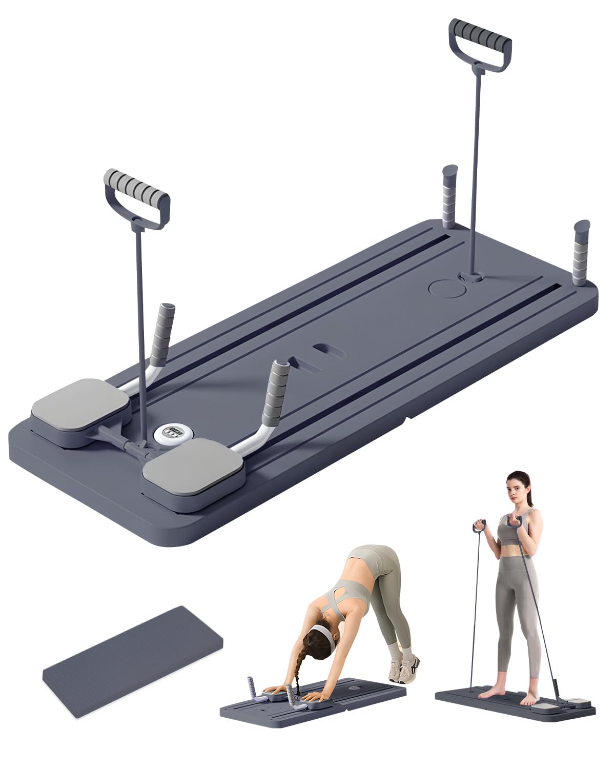 Kit Pilates Reformer 5 en 1 Pliable avec Compteur LED, Rouleau à Rebond Automatique et Planche Multifonction, pour Entraînement Complet du Corps à Domicile et en Salle, Renforcement Abdominal et Tronc