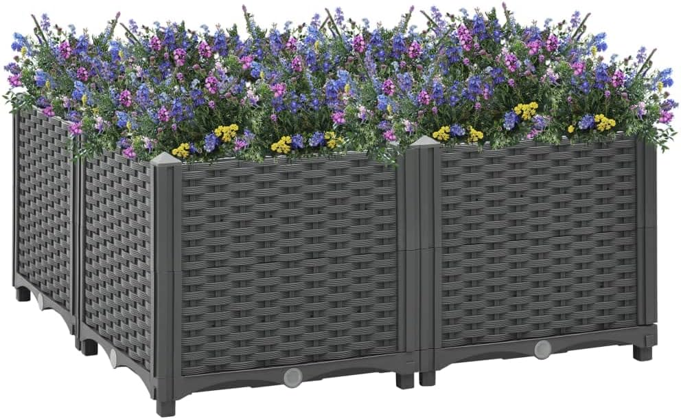 Raised Bed,Raised Beds for Gardening,Herb Garden Planter Outdoor,Garden centerpieces,for Flower/Herb/Backyard/Patio/Balcony, 31.5"x31.5"x15" Polypropylene