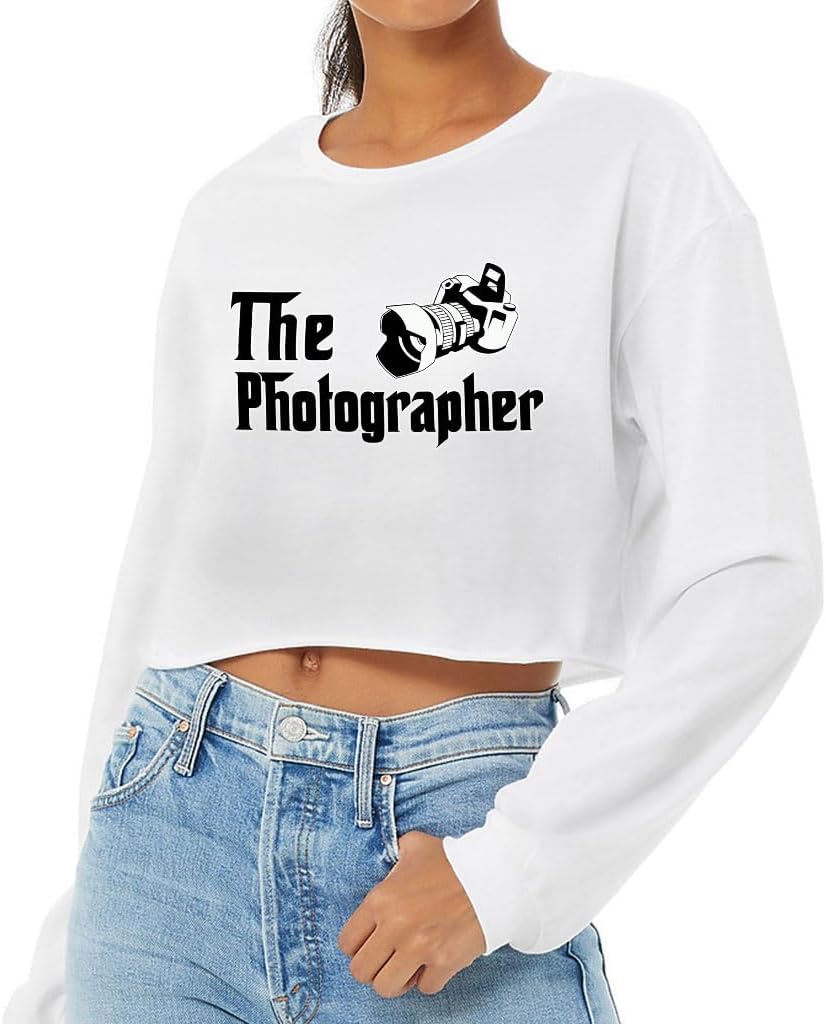 The Photographer Cropped Long Sleeve T-Shirt - Camera Women's T-Shirt - Themed Long Sleeve Tee