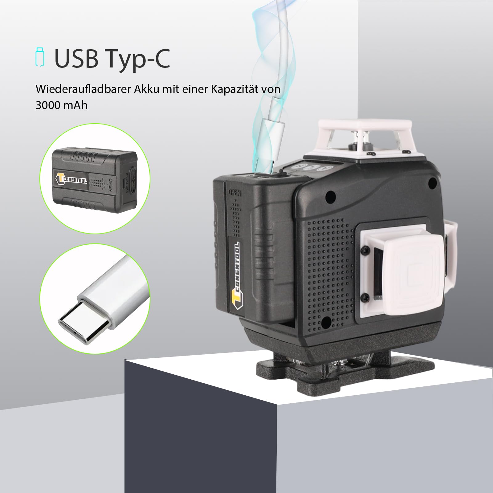 Kreuzlinienlaser Grün 16 Linien Nivellierlaser mit Stativ, 4 x 360
