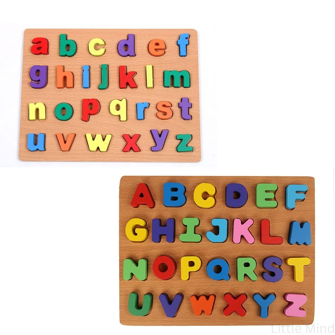 3D Wooden Capital and Small Alphabet Puzzles for Kids & Children, Preschool Educational Learning Puzzle Board Toy (Multicolor) (B0CJRVY189) Amazon Price History, Amazon Price Tracker