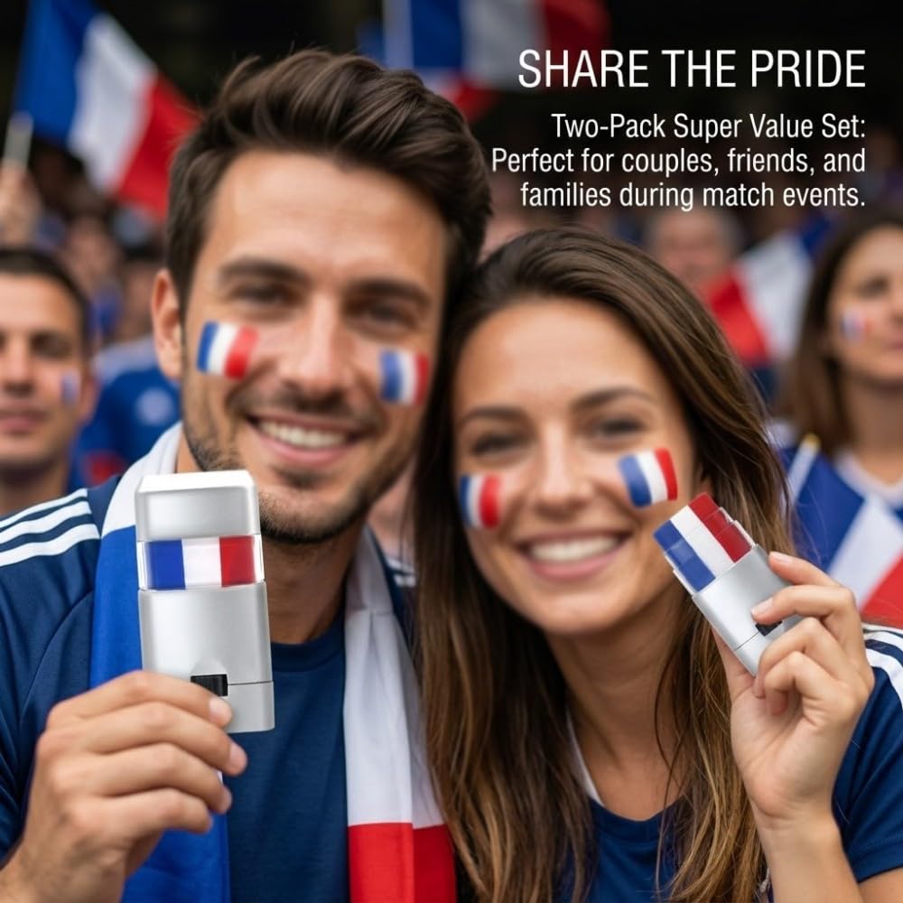 2x Crayons Maquillage Drapeau France, Bleu-Blanc-Rouge pour Football Euro Monde 2026, Idéal Carnaval, Halloween, Marche des Fiertés & Festivals de Couleurs, Peinture Visage Facile
