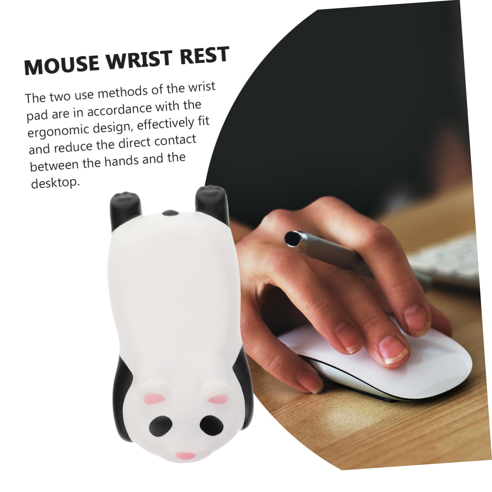 NUOBESTY 3pezzi Cuscino Poggiapolsi Per Mouse Forma Di Panda Supporto Ergonomico Pu Tappetino Da Gaming Leggero e Compatto Per Ufficio e Studio