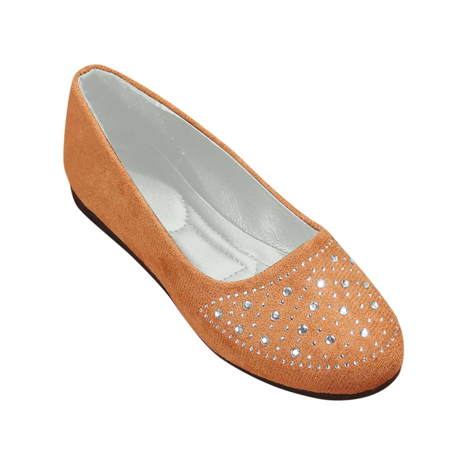 Women Rhinestone Round Toe Flats Soft Comfortable Arch Support Flats Memory Foam Insole Cushion Slip On Ballet Shoes — view 7
