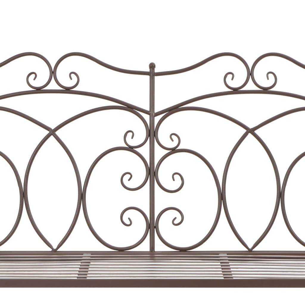 Banco de jardín de hierro forjado marrón antiguo 104 cm, banco de jardín de hierro para terraza y jardín, banco decorativo con asiento ancho, fácil montaje, máx. 110 kg por asiento