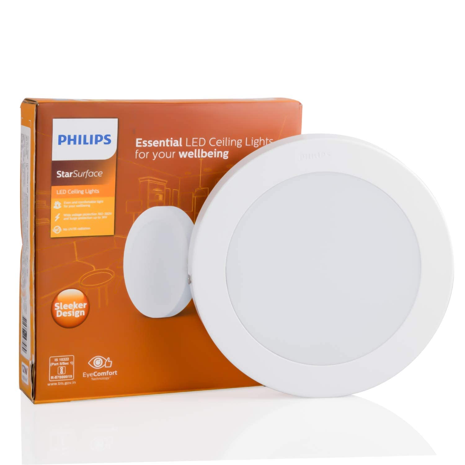 Philips 12-watt Round Star Surface | Surface LED Downlight for Ceiling, Cool White(Pack of 1)