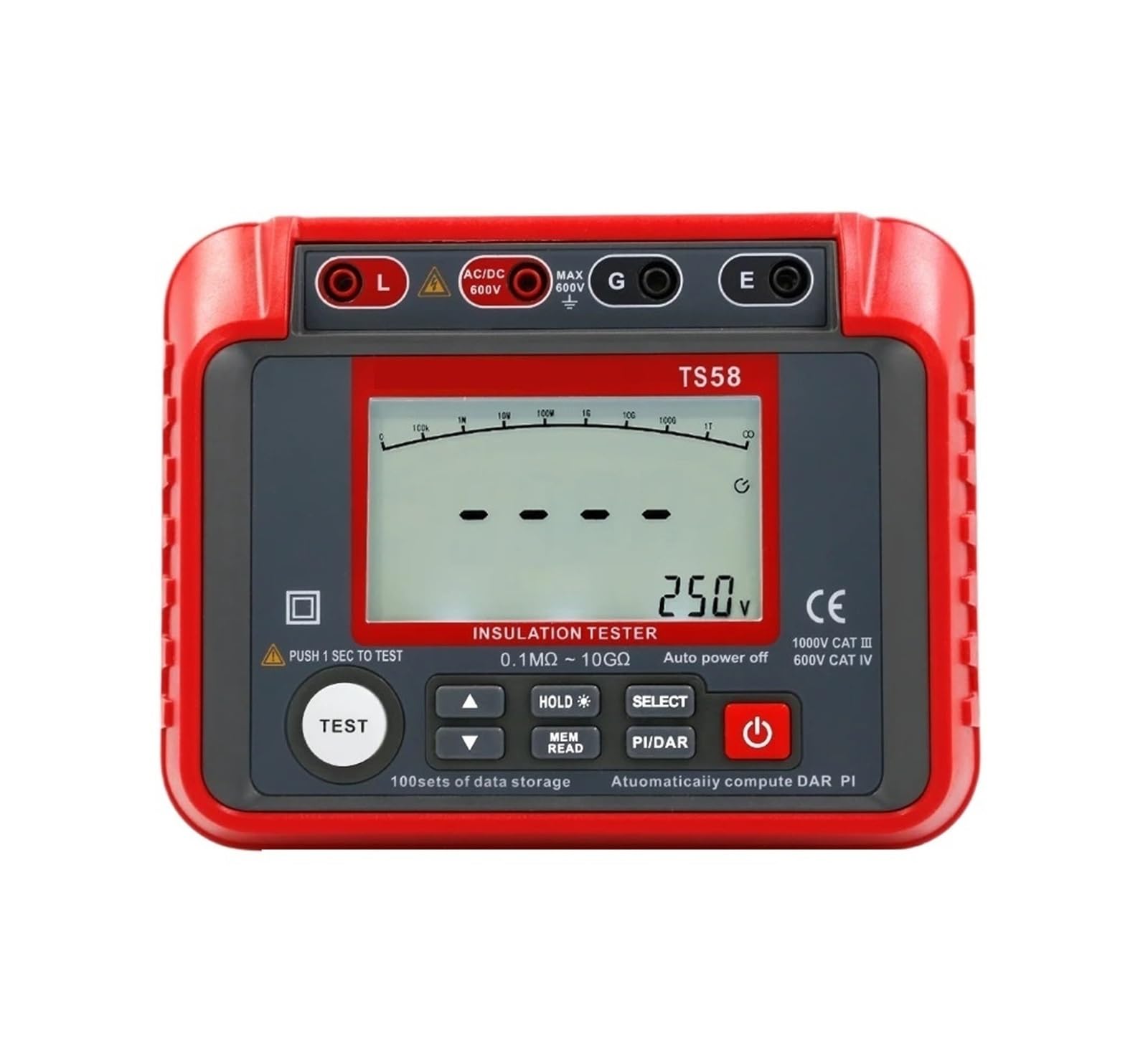 Analizzatore di reti elettriche, Il tester di resistenza isolamento TS68 Megaohmmetro digitale ad alta precisione 500V 2500V Misuratore portatile intelligente