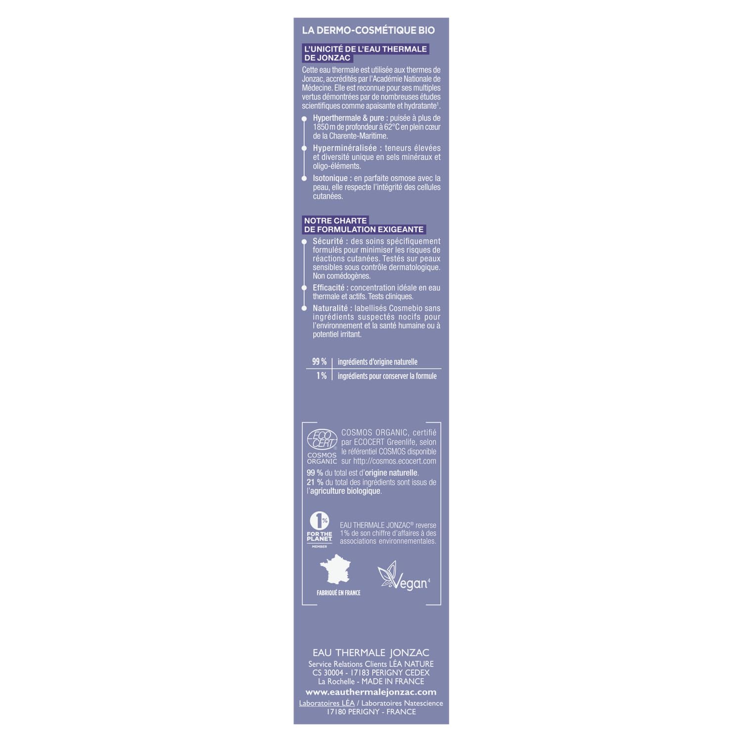 EAU THERMALE JONZAC Soin Visage Réhydratant Léger Bio 50 ml — Hydratation 24h Peaux Normales à Mixtes Haute Tolérance - Lot de 2