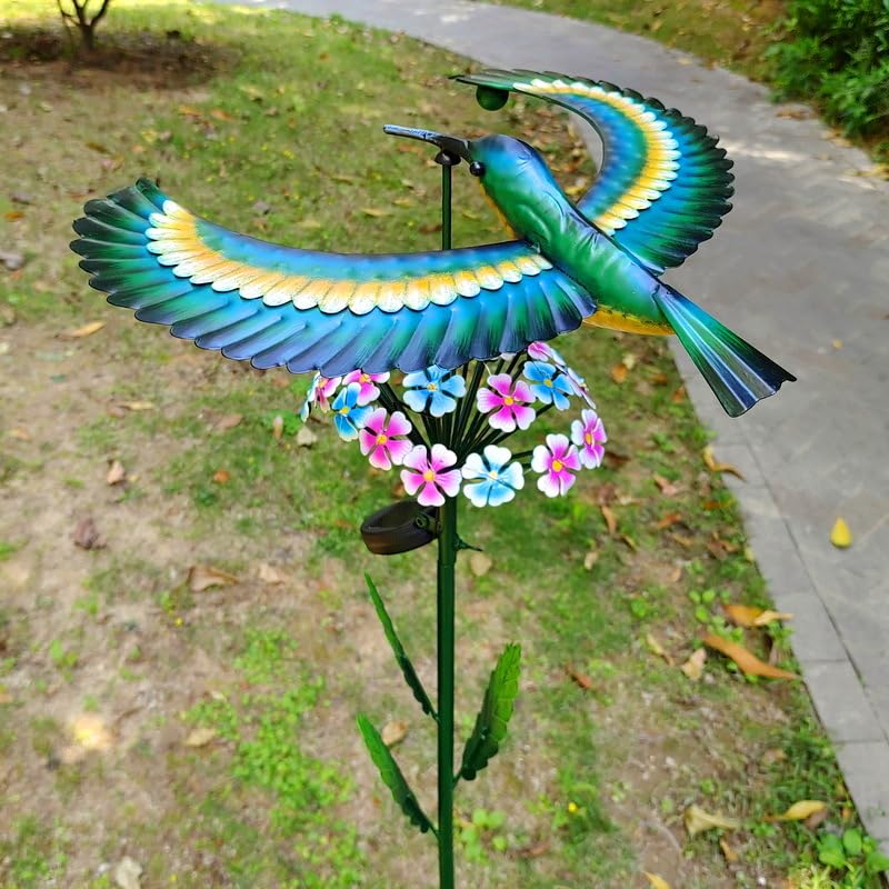 Amazon.co.jp: 鳥 まわるカワセミ 翡翠 花 ガーデンライト ソーラー