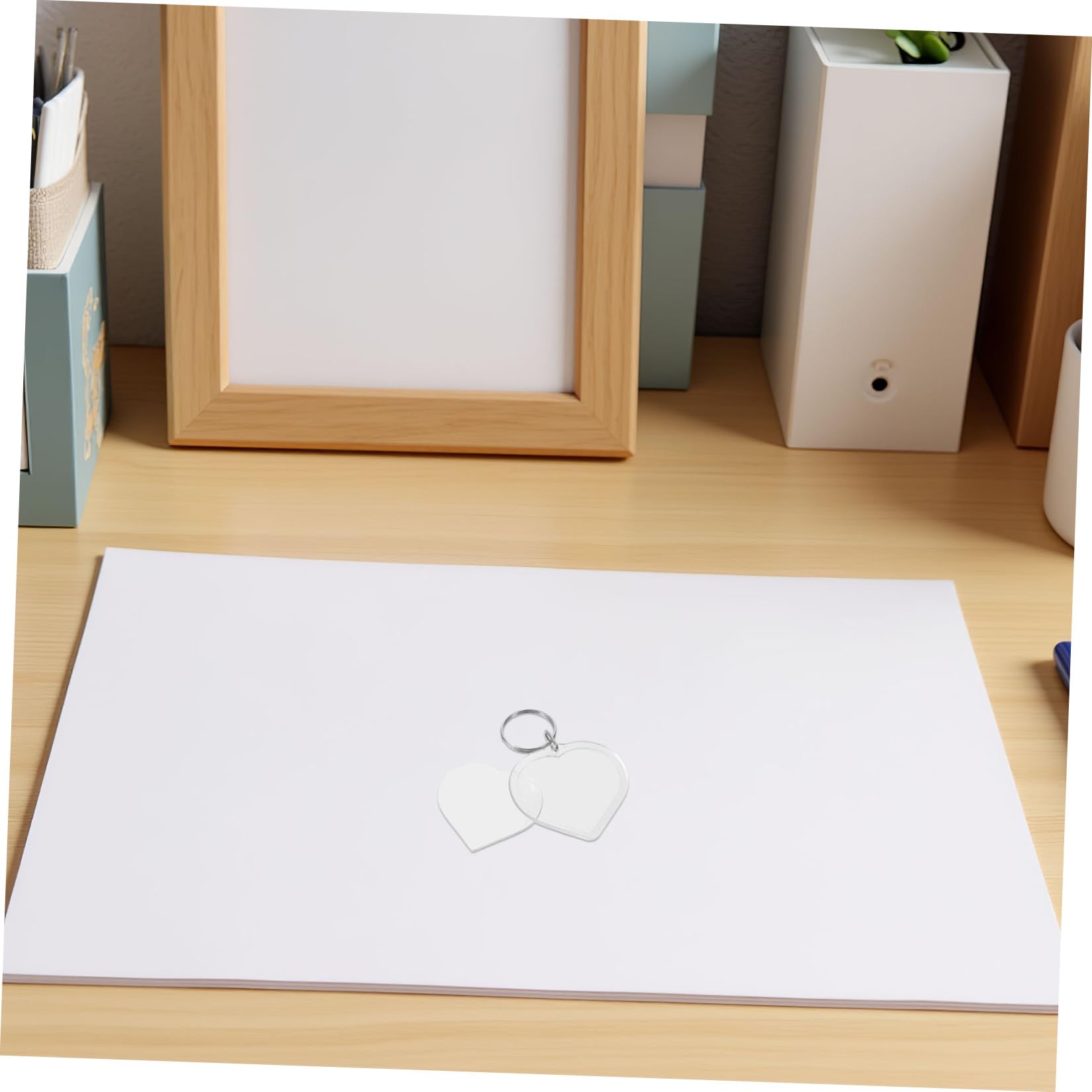Housoutil Portachiavi 100 Pezzi a Forma di Cuore in Acrilico per DIY con Design Sobrio e Foto Personalizzabile per