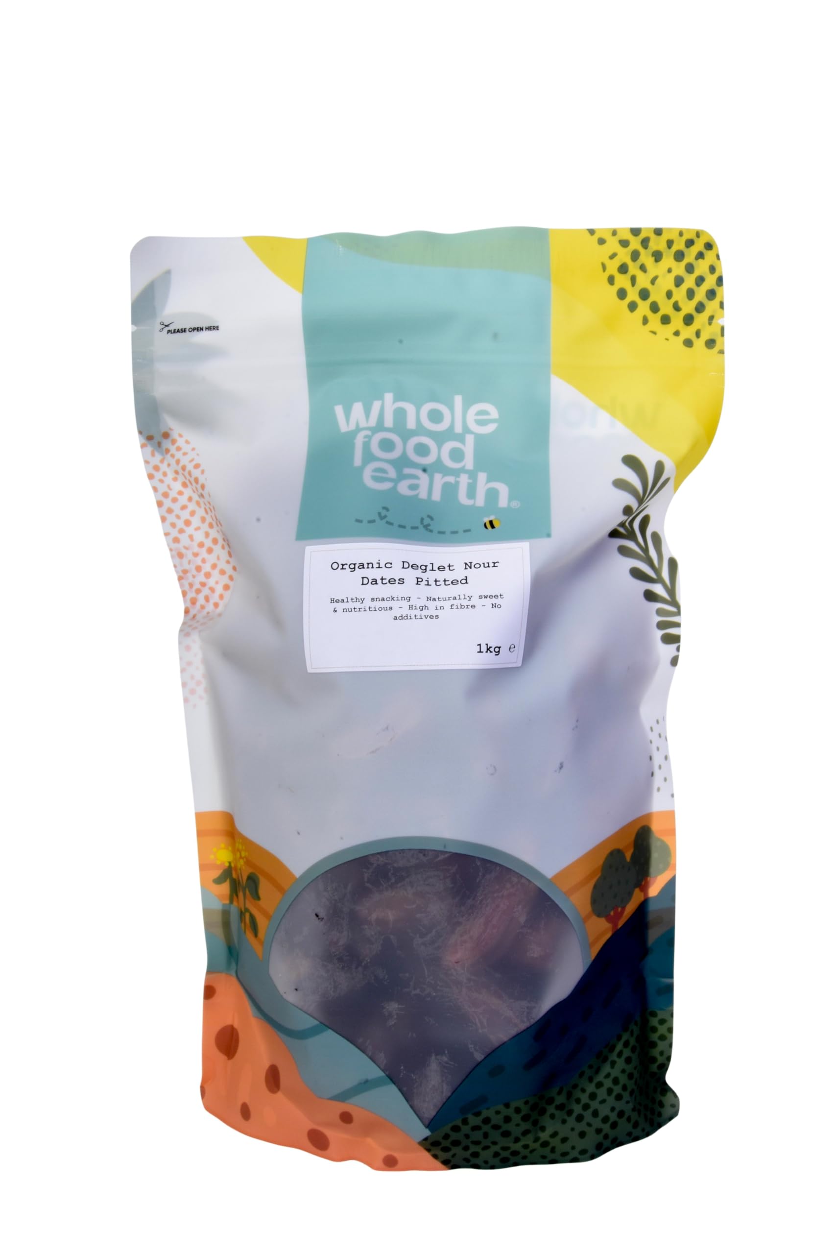 Wholefood Earth Bio-Getrocknete Deglet Nour Datteln (entsteint) 1 kg | GVO-frei | Roh | Vegan | Ballaststoffreich | Zertifiziert biologisch (Packung mit 4)