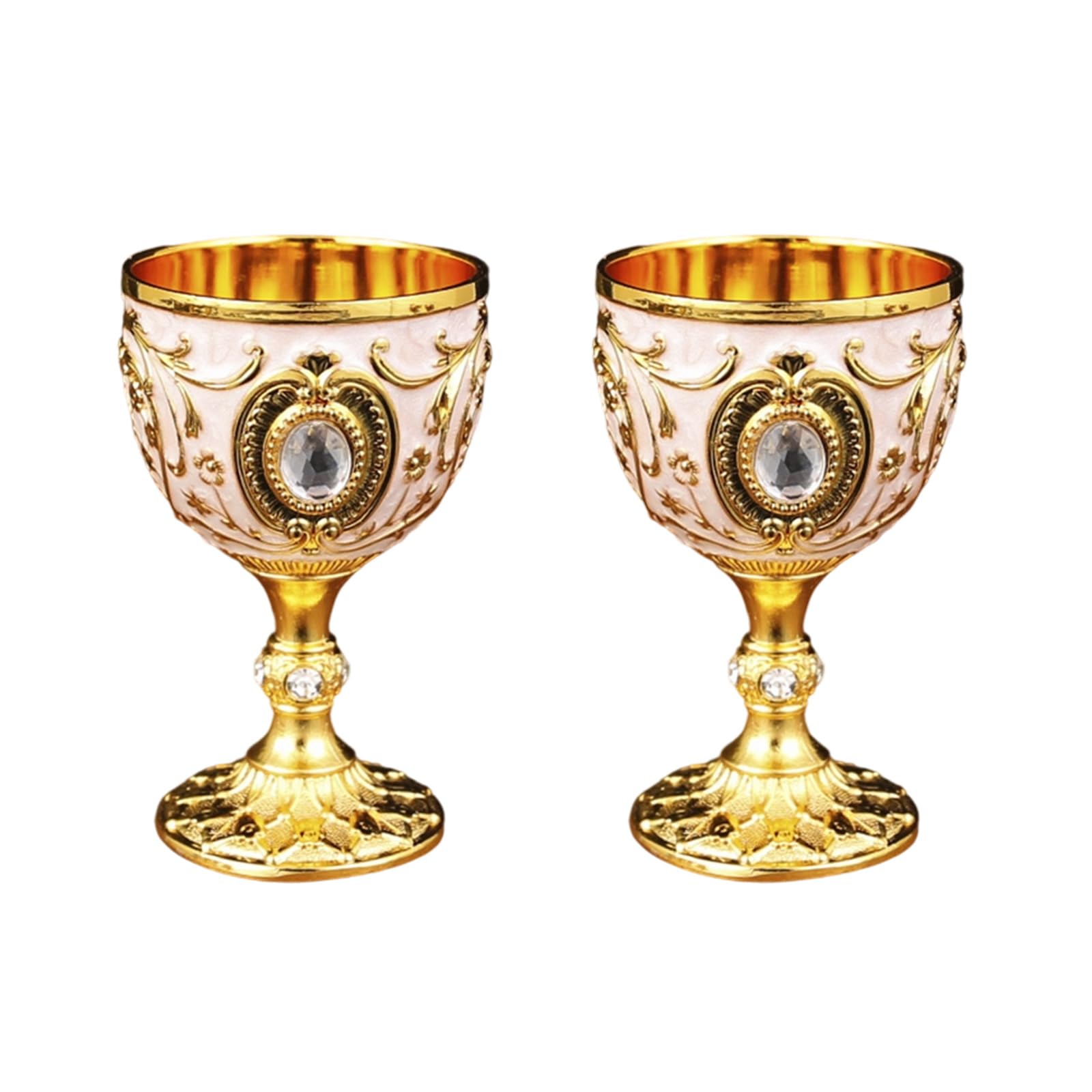 NEWFT 2Pcs Vintage Medieval Goblet Drinking Glass Metal Wine Glass Decoration Drinkware Metal Wine Glass Decoration Drink Cup