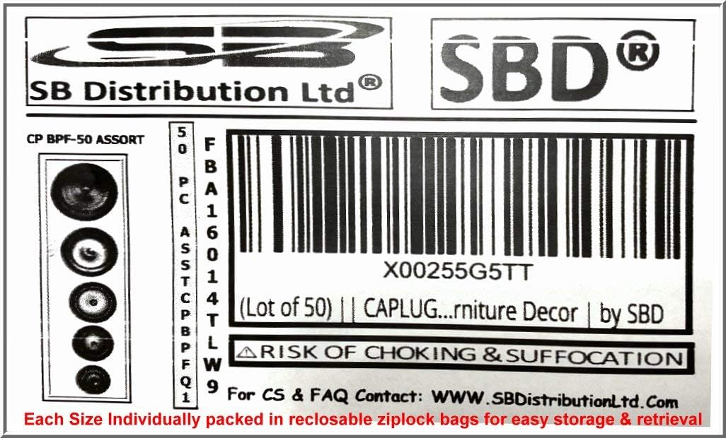 Creative Product (Lot of 50) | Assorted 10 Each ( 1/4, 3/8, 1/2,3/4, 1) Flush Mount Black Hole Panel Plugs for Auto Body and Sheet Metal | Furniture Decor | by SBD