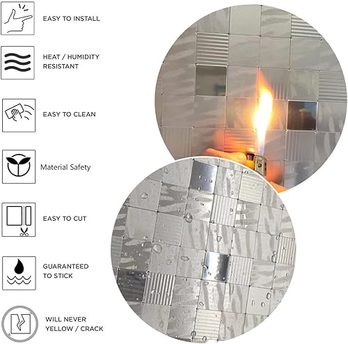 Miniatura 6 de WEIMEISC 10 hojas de azulejos para salpicaduras de cocina, azulejos autoadhesivos, para pegar en tocadores de baño, decoración de chimenea, mesa de