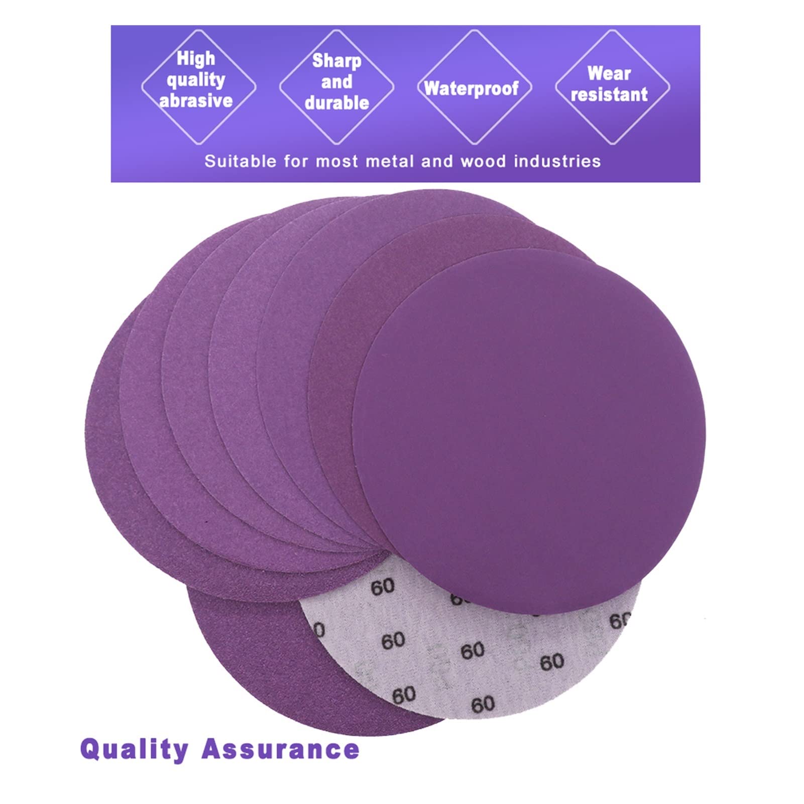 Grinding Wheel 6 pollici Scarica 60-10000 Carta vetrata 150mm for levigatrice orbitale casuale Lavorazione del legno Auto Metal Auto(150 Grits,50 Pieces)