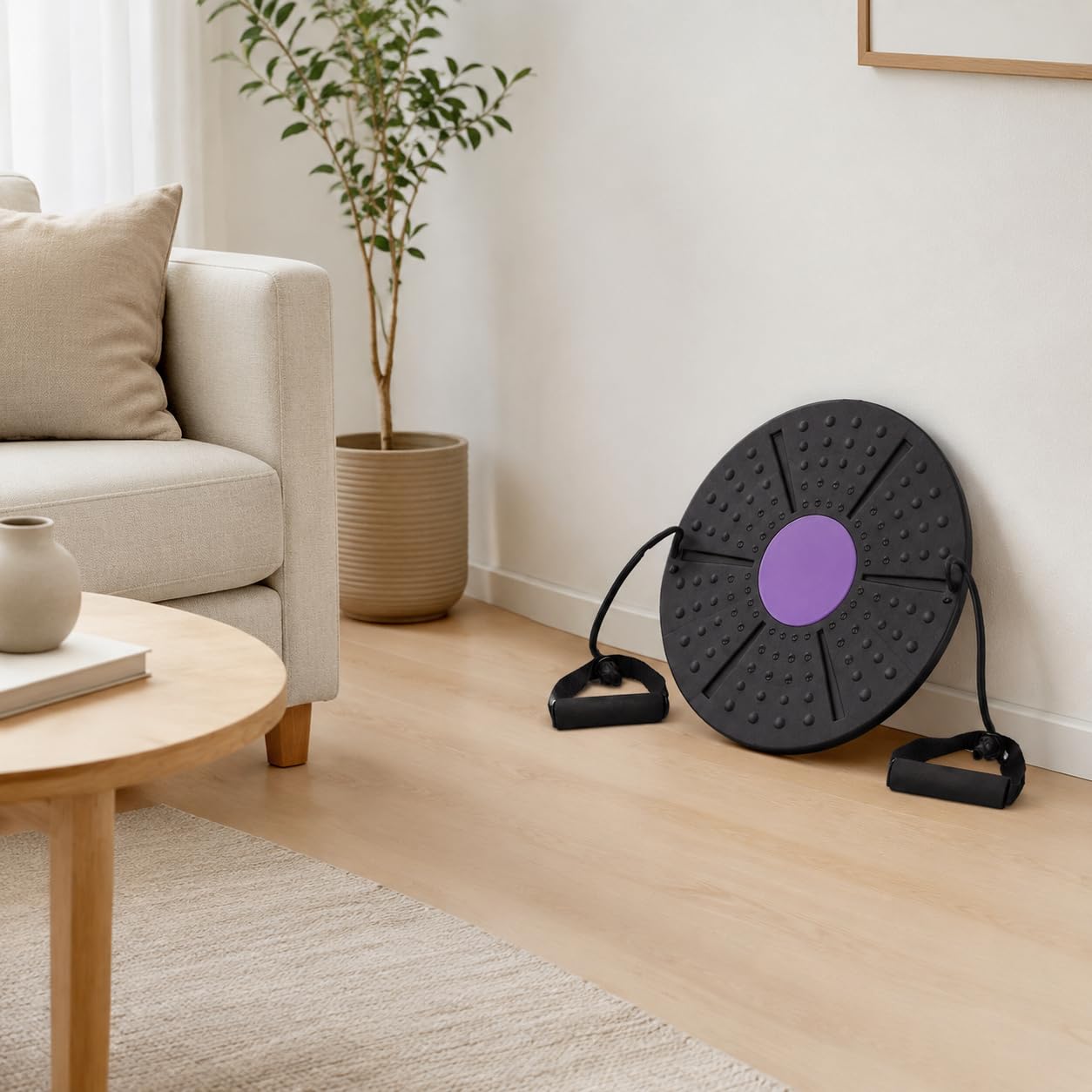 Balance Board Allenamento Pedana Equilibrio Tavola Stabilità con Maniglie Rivestimento Antiscivolo in Polipropilene per Controllo Del Corpo Adatto per Uso Domestico Allenamenti in Palestra