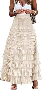 ハーリップトゥ　High-Waist Tiered Long Skirt M Round Tiered Long Skirt