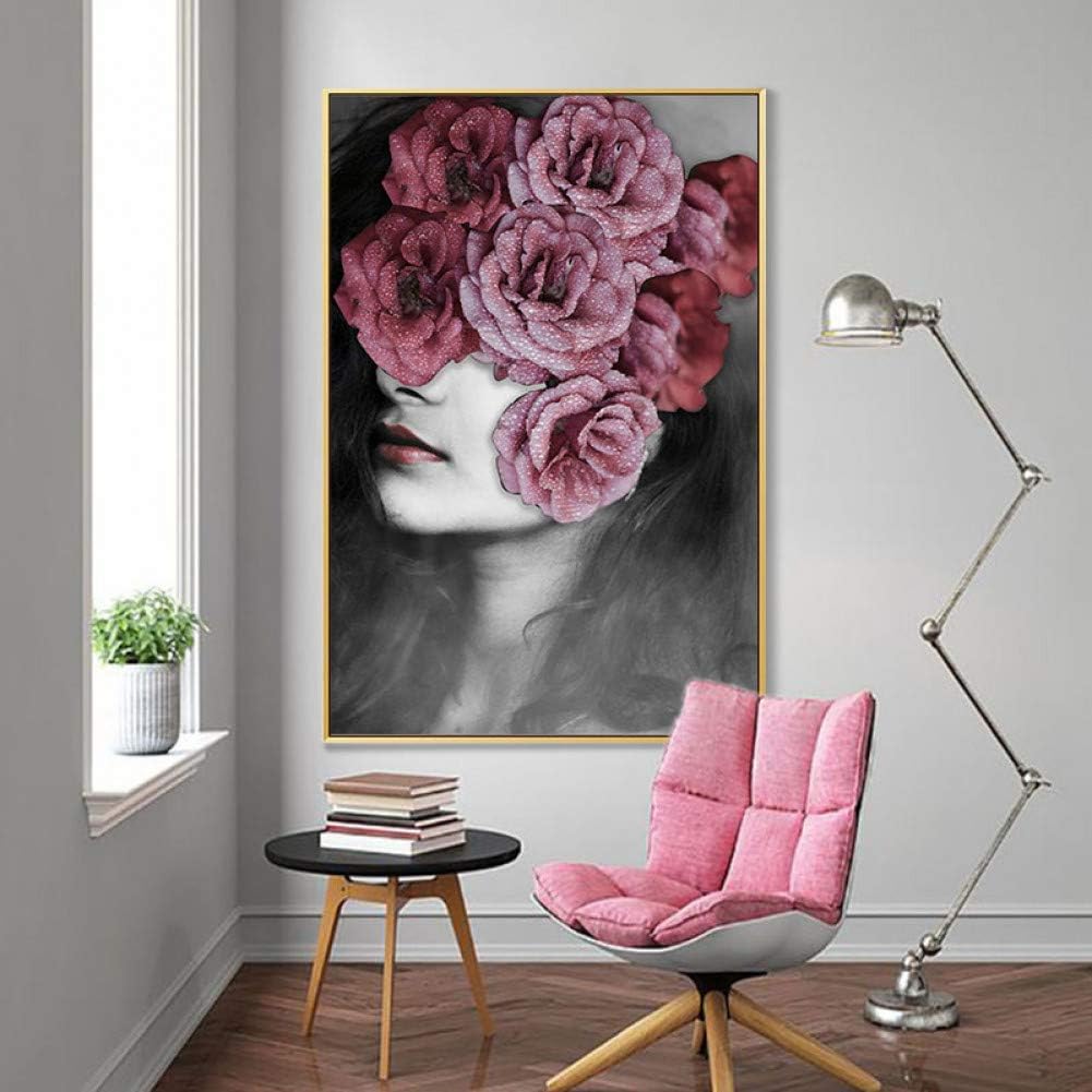 SORMEY Decorative paintings Modern Fashion Art Flowers Girl Canvas Painting Wall Art For Living Room Posters Prints Decorative Pictures Unframed