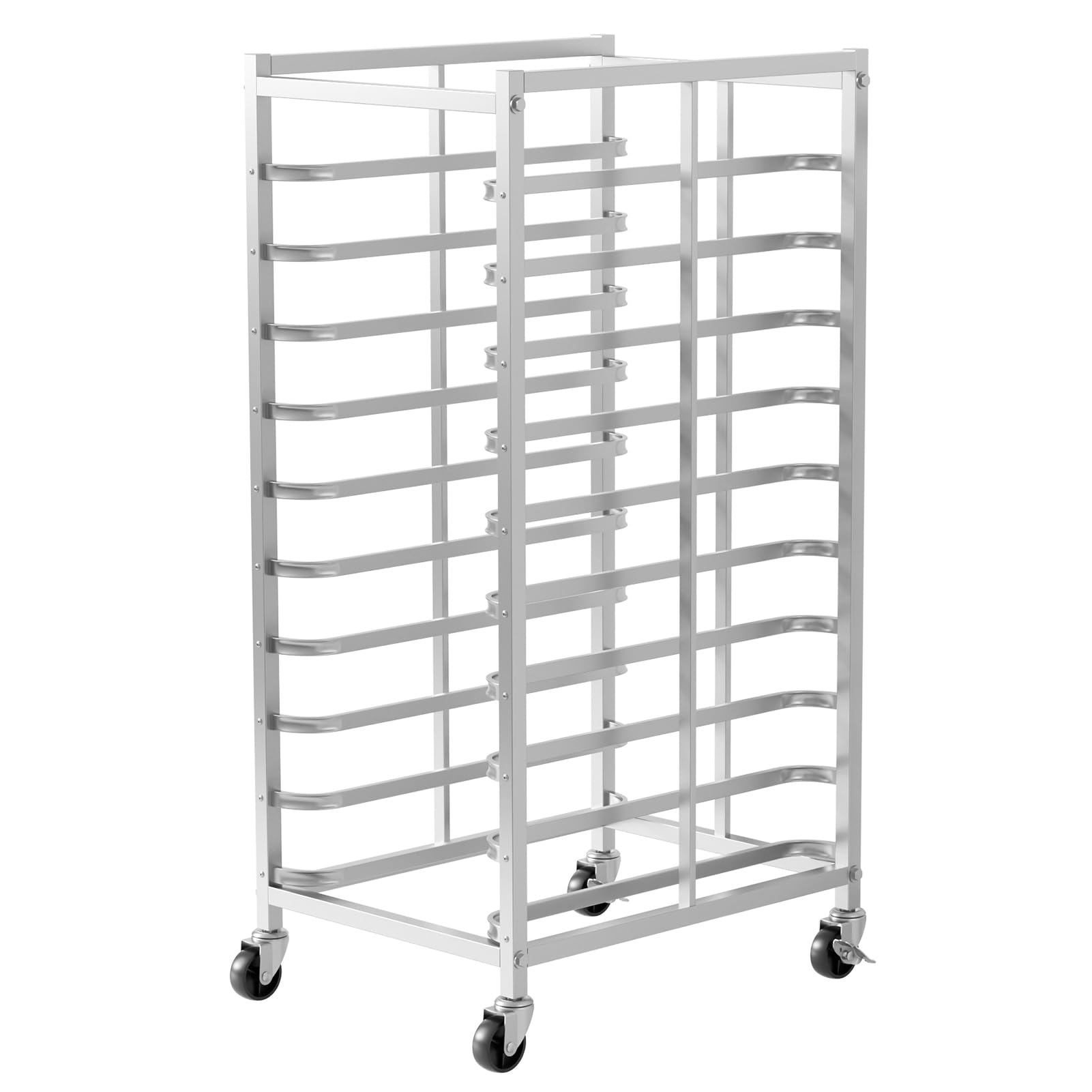 ohfruit Mobiles Aluminiumblech-Pfannenregal mit 10/20 Ebenen, robustes Backblech, Aufbewahrungswagen mit abschließbaren Rollen für Bäckerei-Kühlung oder Küchenorganisation, 10 Stück