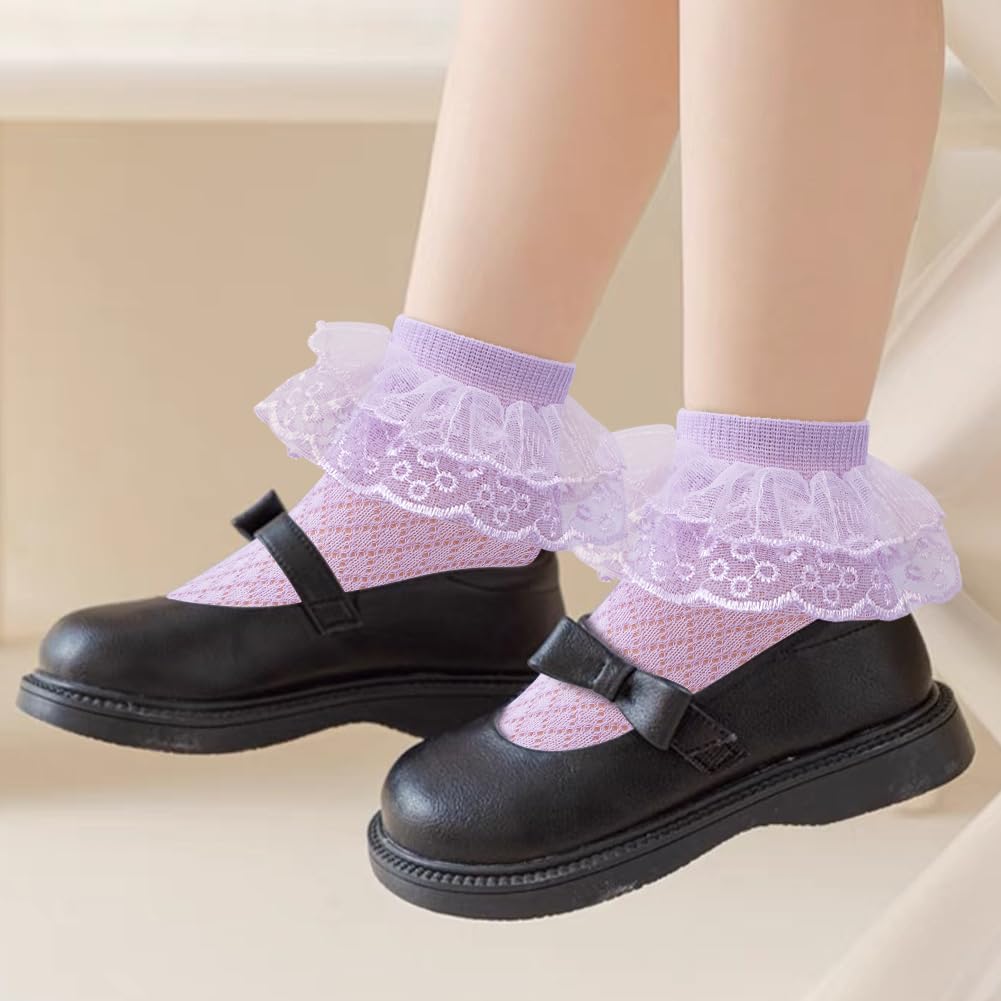 5 Paar Kleinkind Baby Mädchen Rüschen Spitze Socken Ösen Mesh Baumwolle Rüschen Knöchel Weiches Kleid Kinder Prinzessin Socken 2-13T