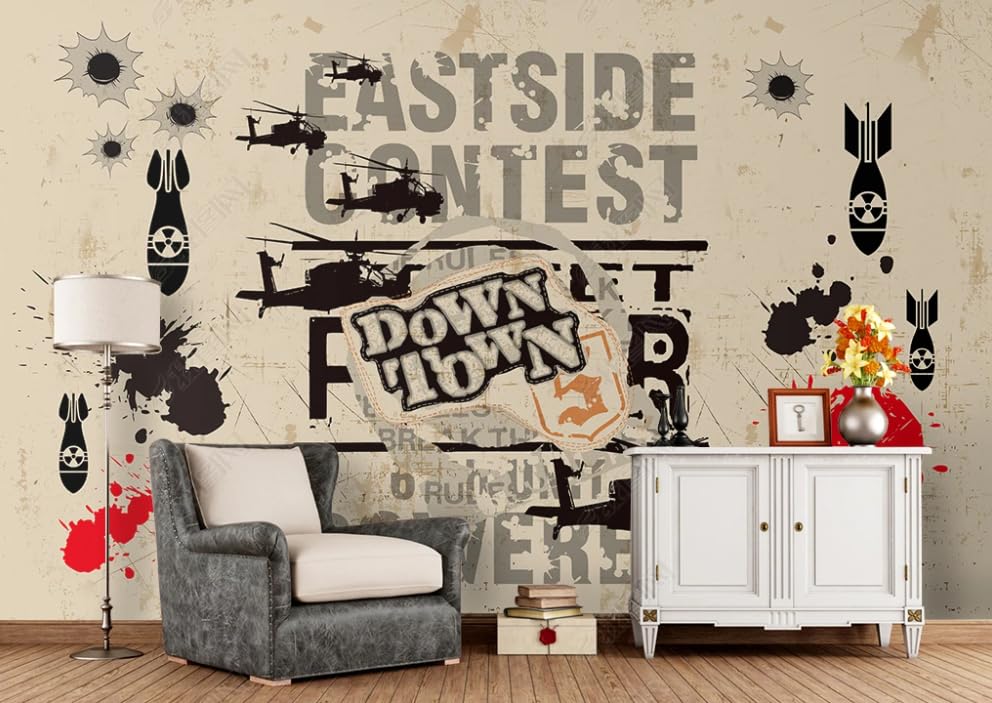 Papier peint intissé graffiti militaire sur mesure poster panoramique mural