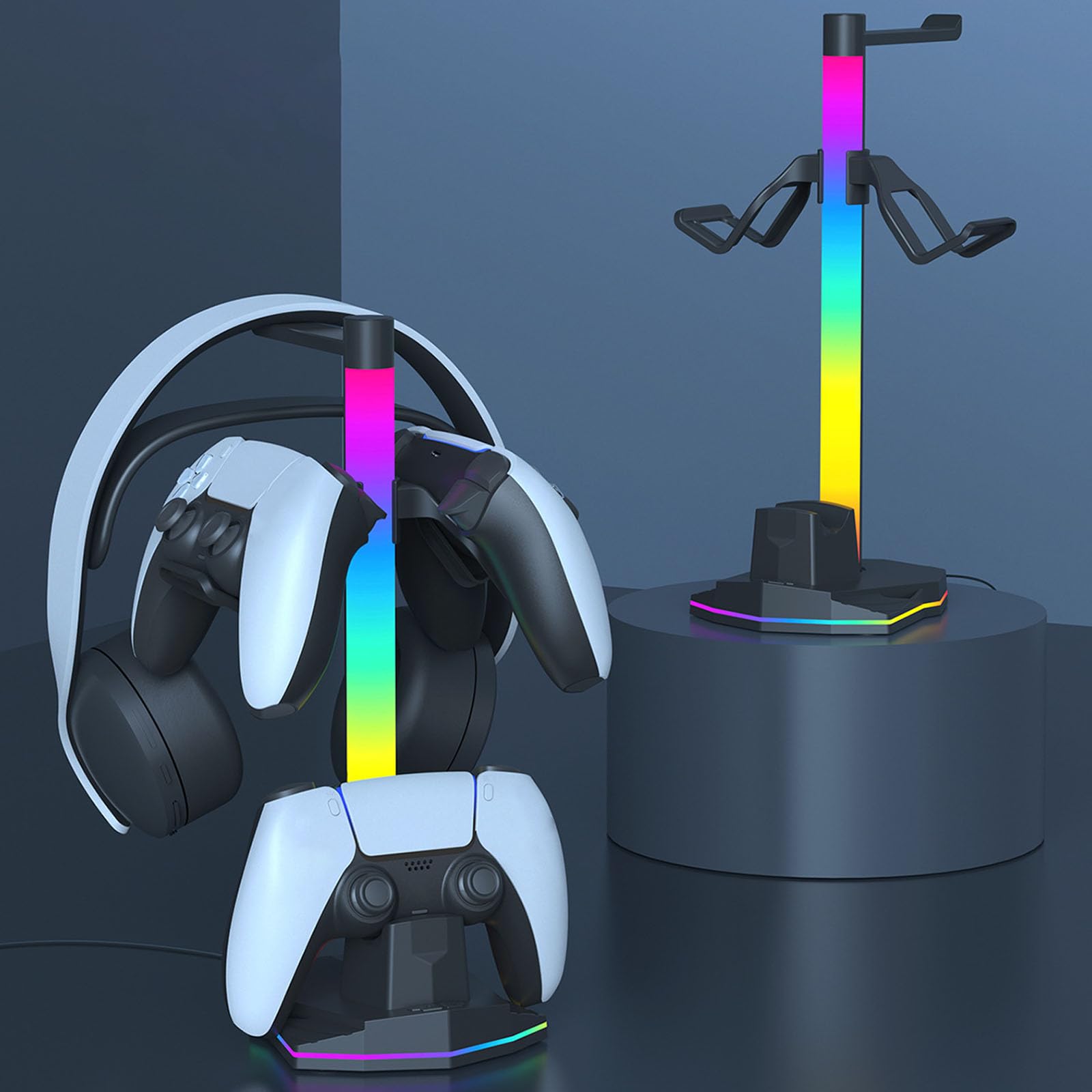 Soporte ergonómico para controlador de auriculares, gancho para auriculares con función de carga rápida y almacenamiento seguro de accesorios P5