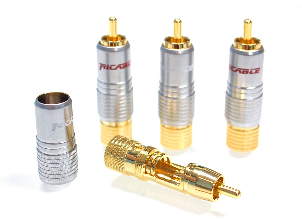 Ricable Custom RNH - Kit 4 Pz. Conector del Enchufe Hi-Fi de RCA Macho para soldar 10 mm