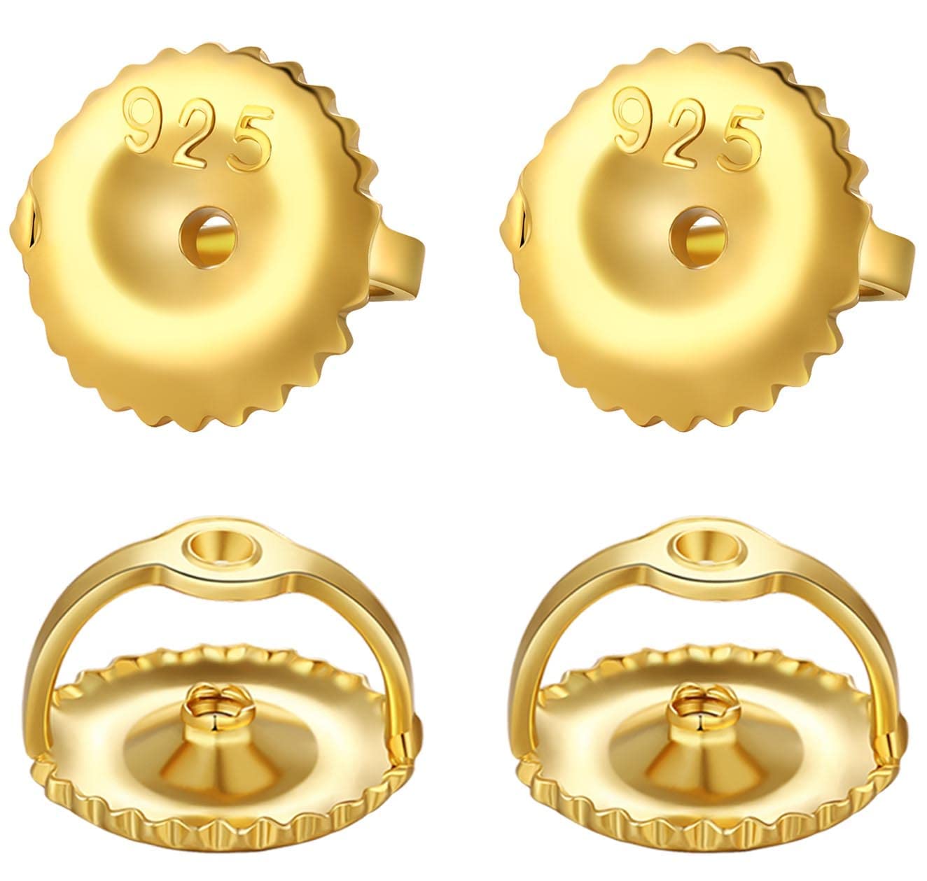6 Pairs 18K Gold Screw Earring Backs Replacements,925 Silver Screw On Earring Backs for Studs Secure Hypoallergenic Screw Backs for Earrings Fit Threaded Post 0.032''