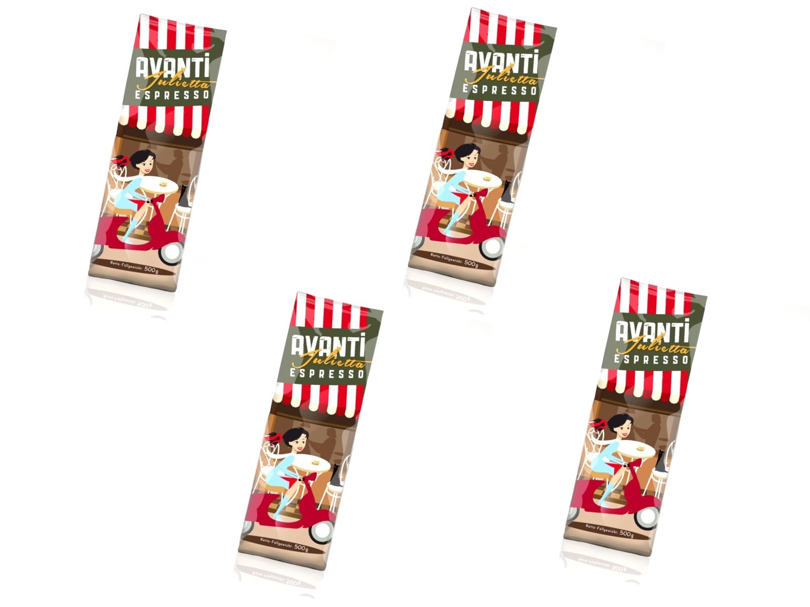 AVANTI Julietta Espresso Bohnen, 4x500g, 70% Arabica 30% Robusta, Traditionelle Trommelröstung, Geröstet in Italien