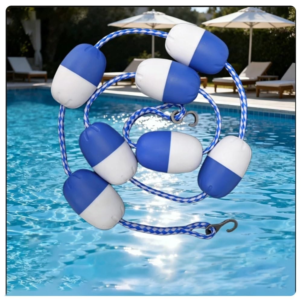 GRRICEPL Float Lane Divider Pool Divider, Pre-Assembled Divider Buoy With Hooks, Floating Barrier for Inground Swimming Pools Separating Depth(Blue,1m)