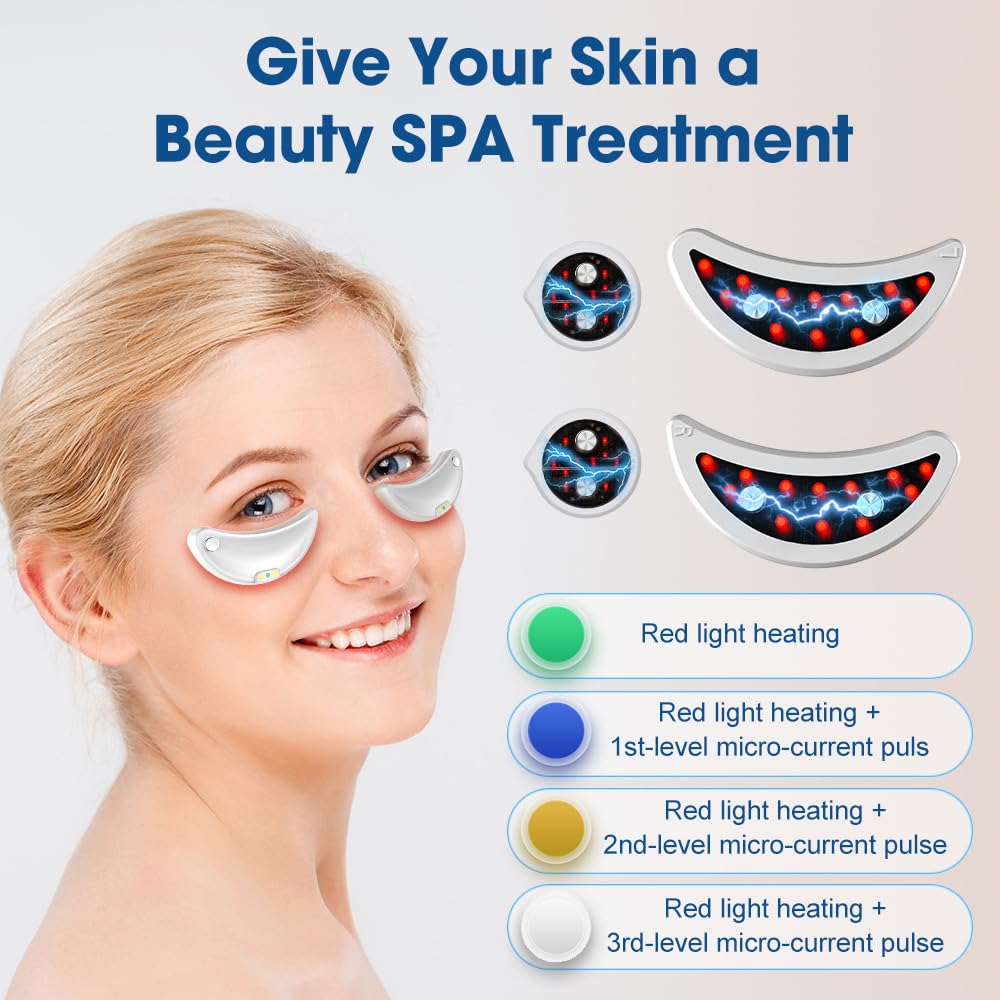 Under Eye Red Light Therapy Eye Pods,Red Light Therapy for Eyes,Microcurrent Eye Massager for Eye Bags Remover, Dark Circles and Wrinkles (A)