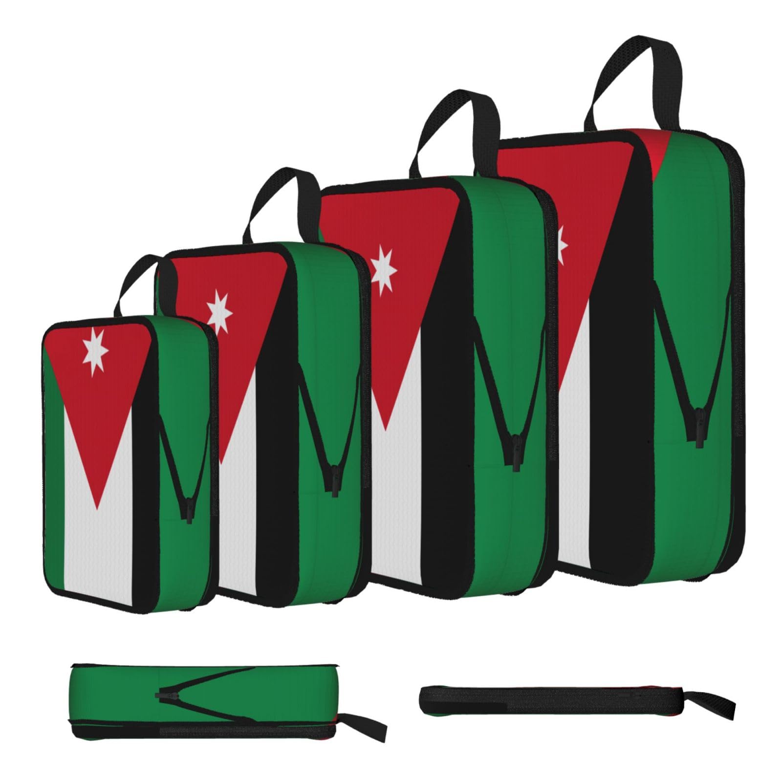 Sxzvvbn Black Jordanian Flag Compression Packing Cubes 4 Piece Set