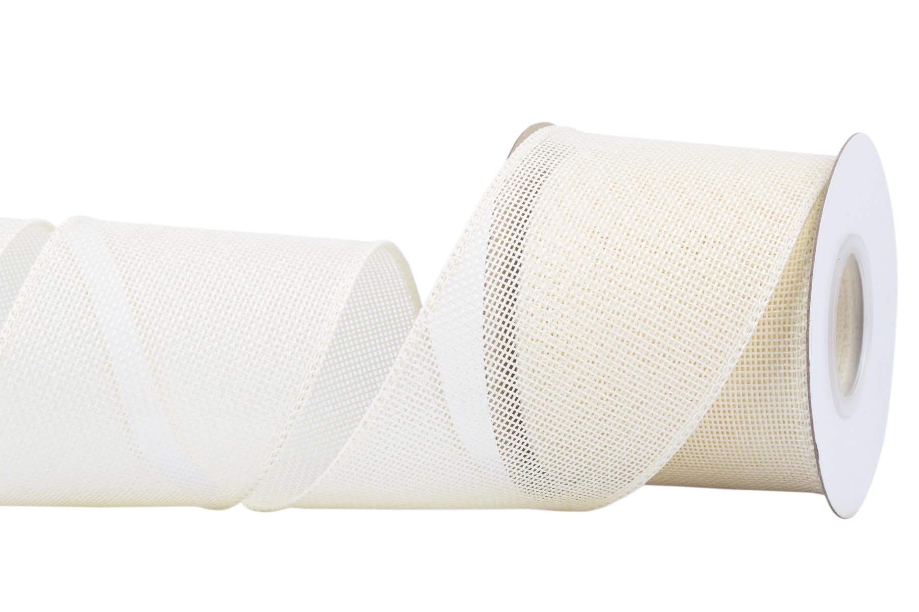 Joycrosso Burlap Wired Edge Ribbon 75mm x 9 Meters, Ivory, Ideal for Crafting, Gift Wrapping, Wreath, Christmas Tree, and Rustic Wedding Decorations
