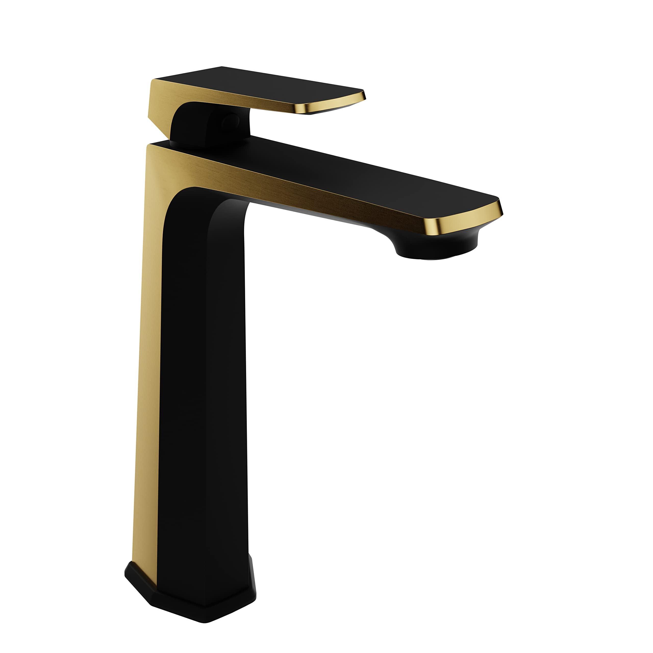 ANZZI Bathroom Faucet, Single Handle, Single Hole Bathroom Sink, Vanity Faucet, Two Tone Vessel Sink, Matte Black & Brushed Gold, Pop-up Drain (L-AZ904MB-BG)