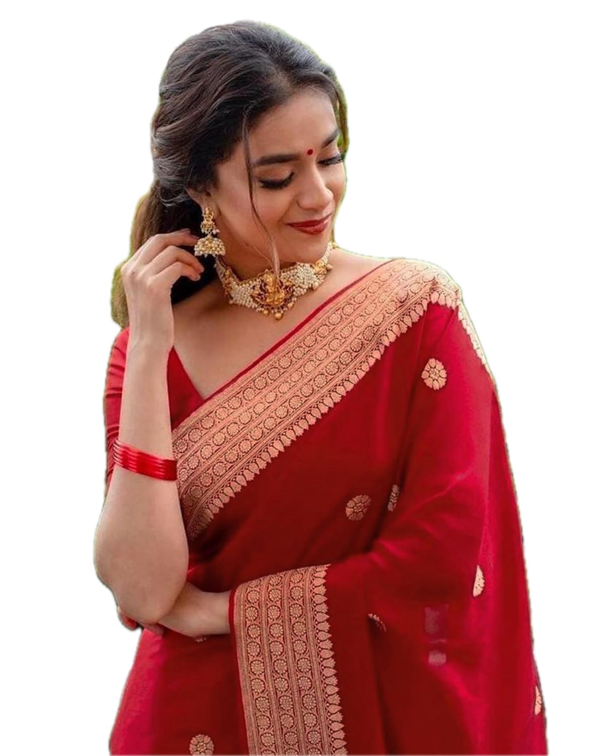 Women's Red Banarasi Silk Saree with Blouse Piece for Traditional Ethinic Wear Sari-AZ-JN-OG3-SAKSHI RED-image-23